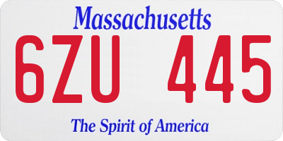MA license plate 6ZU445