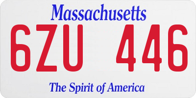 MA license plate 6ZU446