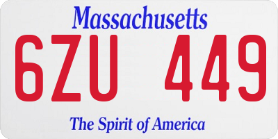 MA license plate 6ZU449