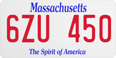 MA license plate 6ZU450