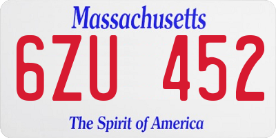 MA license plate 6ZU452