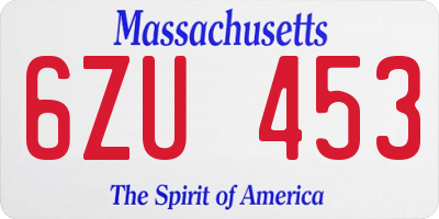 MA license plate 6ZU453