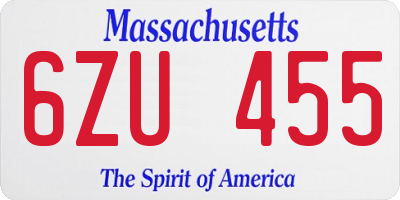 MA license plate 6ZU455
