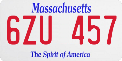 MA license plate 6ZU457