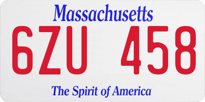 MA license plate 6ZU458