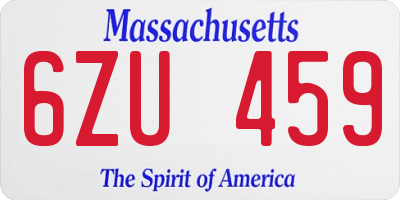 MA license plate 6ZU459