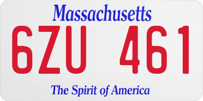 MA license plate 6ZU461