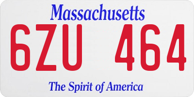 MA license plate 6ZU464