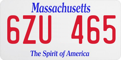 MA license plate 6ZU465
