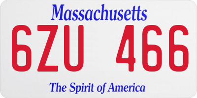 MA license plate 6ZU466