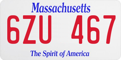 MA license plate 6ZU467