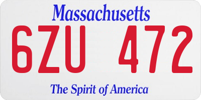 MA license plate 6ZU472