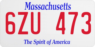 MA license plate 6ZU473