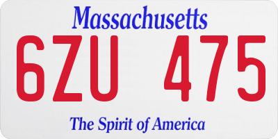 MA license plate 6ZU475