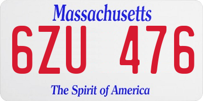 MA license plate 6ZU476