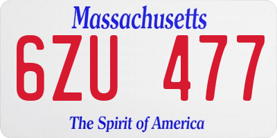 MA license plate 6ZU477