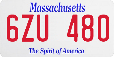 MA license plate 6ZU480