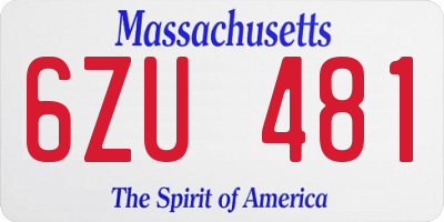 MA license plate 6ZU481