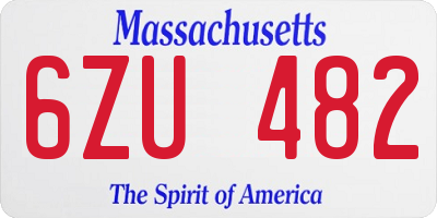 MA license plate 6ZU482