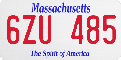 MA license plate 6ZU485