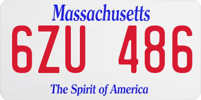 MA license plate 6ZU486