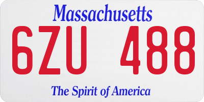 MA license plate 6ZU488