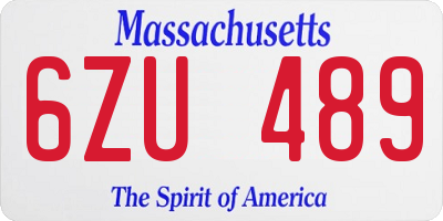 MA license plate 6ZU489