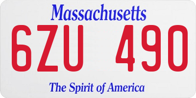 MA license plate 6ZU490