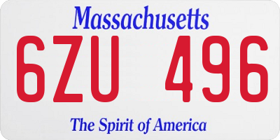 MA license plate 6ZU496
