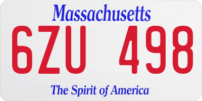 MA license plate 6ZU498