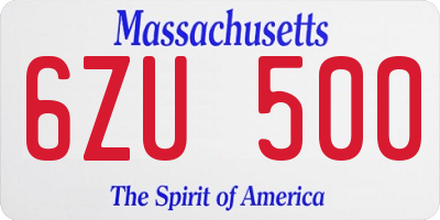 MA license plate 6ZU500