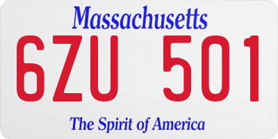 MA license plate 6ZU501