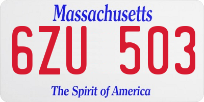 MA license plate 6ZU503