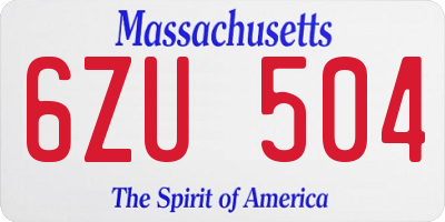 MA license plate 6ZU504