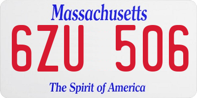 MA license plate 6ZU506