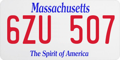 MA license plate 6ZU507
