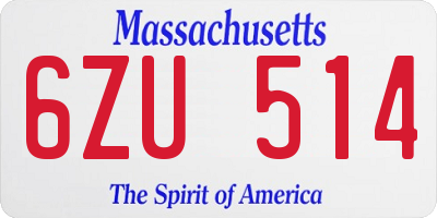 MA license plate 6ZU514