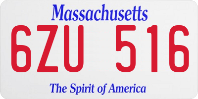 MA license plate 6ZU516
