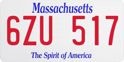 MA license plate 6ZU517