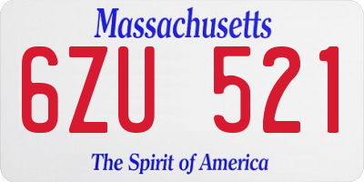 MA license plate 6ZU521