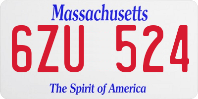 MA license plate 6ZU524