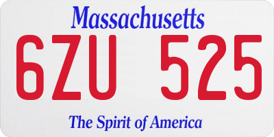 MA license plate 6ZU525