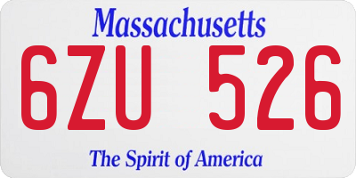 MA license plate 6ZU526