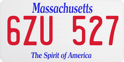 MA license plate 6ZU527