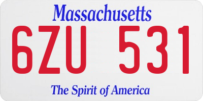 MA license plate 6ZU531
