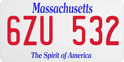 MA license plate 6ZU532