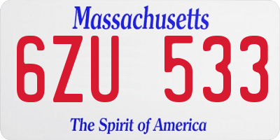 MA license plate 6ZU533