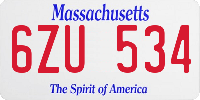 MA license plate 6ZU534