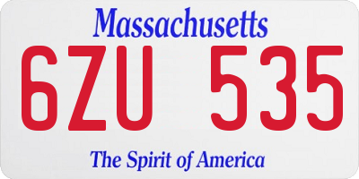 MA license plate 6ZU535