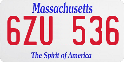 MA license plate 6ZU536